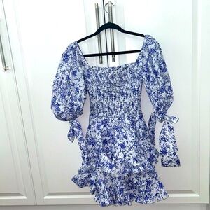 Caroline Constas blue pattern dress